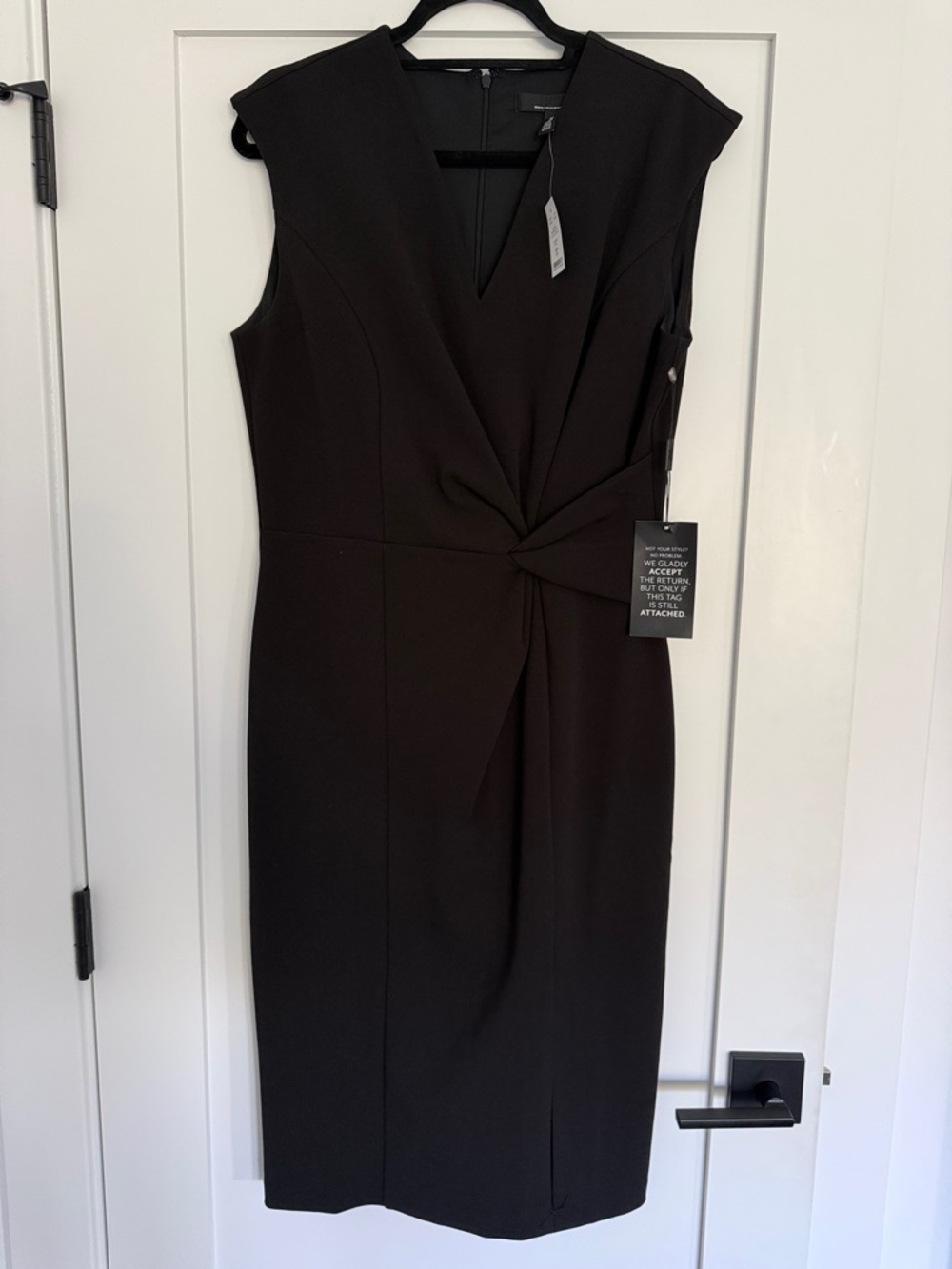 NWT White House Black Market Black Twist-Knot Midi Sheath Dress